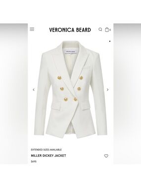 Veronica Beard White Double-Breasted Blazer with Gold Buttons